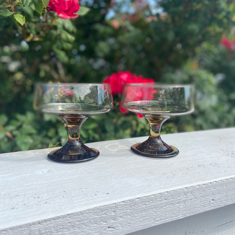 Retro Vintage 1970s Libbey Tawny Champagne Sherbet Glasses